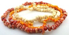 THREE STRAND 6MM TO 12MM 15 INCH DYED NATURAL CORAL BEAD GEMSTONE STRANDS CB44