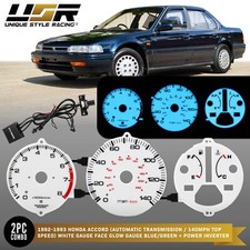 Bluegreen Glow Gauge White Overlay For 92-93 Honda Accord At Instrument Cluster