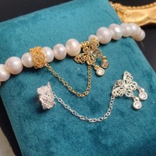 1pc Rhinestone Spacer Beaded Chain Faux Pearl Butterfly Craft for Necklace DIY