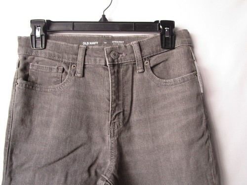 Old Navy Jeans Girls Size 14 Straight Leg Biuit in Flex Gray Denim Mid Rise NEW - Picture 3 of 10