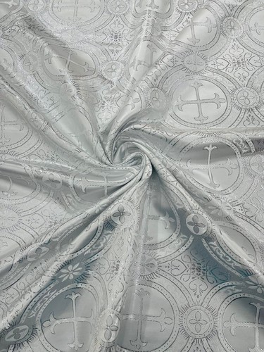 Rectangular Metallic Cross Brocade Jacquard Satin Tablecloth Overlay/Religious. - Picture 18 of 19