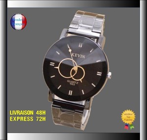 Montre lotus homme bracelet acier noir fond noir