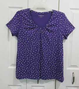 purple polka dot top