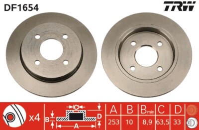 2 x TRW DF1654 Bremsscheibe für FORD,FORD AUSTRALIA,PANTHER,TVR