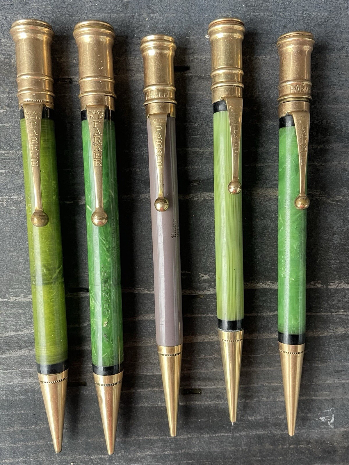 Vintage Lot Of 5 Beautiful Parker Mechanical Pencils!!!  One Is Rare Lavender!