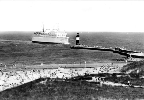 AK, Rostock Warnemünde, Fährschiff "Warnemünde" an der Mole, 1977 - Bild 1 von 1