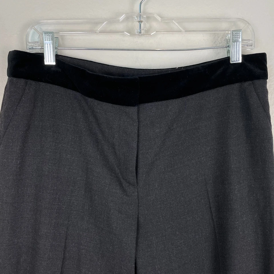 Escada Womens Size 40 Wool Gray Dress Pants Business Trousers Velvet Waist Band - Image 2 of 4