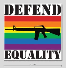 Defend Equality Sticker Rainbow Pride Flag 2nd Amendment 3.75" Vinyl Decal