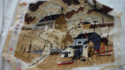Vintage 1982 Coastal Harbor Village Needlepoint Dimensions Inc EUC *95% Finished - Picture 9 of 11