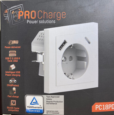 Steckdose USB-A & USB-C PROCharge Power solution PC18PD 240V   #12