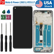 For Motorola Moto G Power 2021 XT2117-4 LCD Touch Screen Digitizer + Gray Frame
