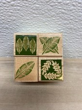 2000 Hero Arts Leaf Prints Set Of 4 Wood Mounted Rubber Stamps