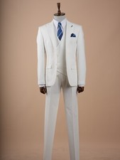 Image of Off-White 3 Piece Slim Fit Suit for Men Blazer, Vest and Pants PAREZ SUITS