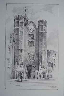 SIDNEY BARRETT ORIGINAL FEINE BLEISTIFTZEICHNUNG ST. JAMES PALACE GATEHOUSE LONDON