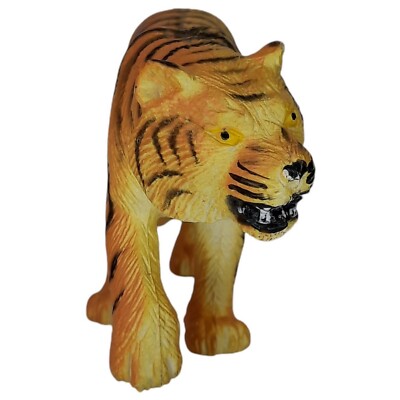Retro 1988 FUNRISE Bengal Tiger PVC Figure 1980s Safari Cat Zoo Animal Toy VTG.