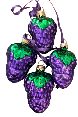 Glass Blown Purple Grapes Ornaments Vintage Christmas - Picture 2 of 2