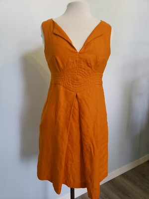 Banana Republic Womens 6 Dress 100% Linen Bright Orange Fitted Knee Length Artsy | eBay Banana Republic Womens 6 Dress 100% Linen Bright Orange Fitted Knee Length Artsy | eBay