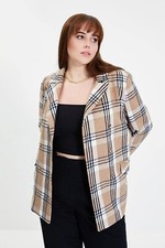 Trendyol Womens Oversized Parka Lapel Collar Woven Jacket Coat Camel Size 10 Uk