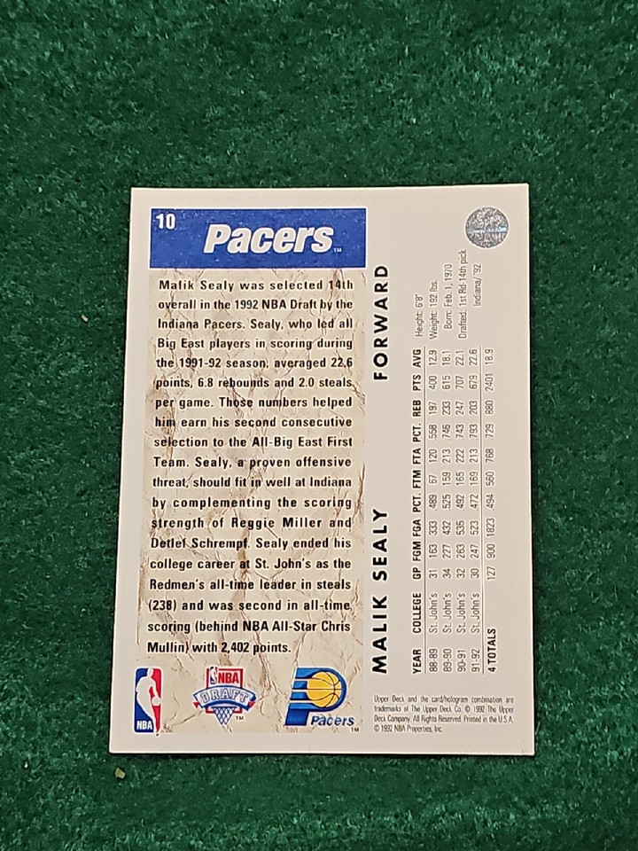 1992-93 Upper Deck Basketball Malik Sealy Rookie NBA Draft #10 | eBay