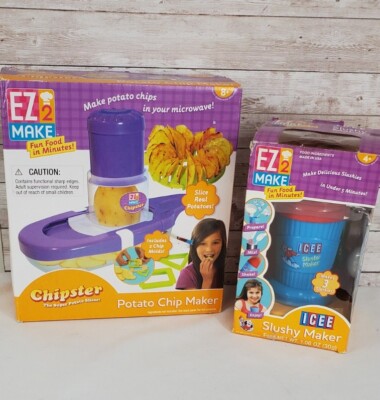 Lot of 2 EZ 2 Make Slushy Maker & Potato Chip Maker Think Wow Toys Icee
