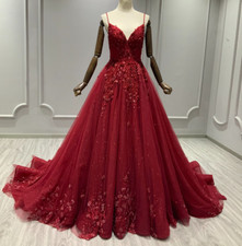Princess Glitters Burgundy Wedding Dresses with Straps A Line Bridal Gowns