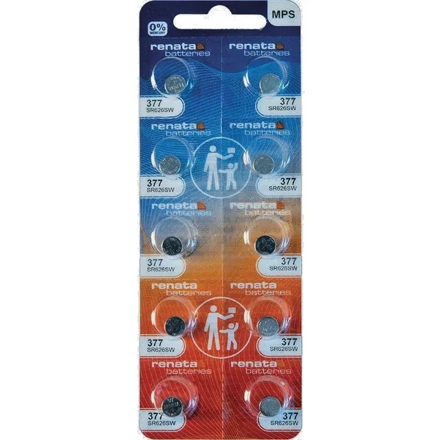 100 pilhas Renata 377 SR626SW de óxido de prata fabricadas na Suíça EXP. 5/2028 - Imagem 2 de 2