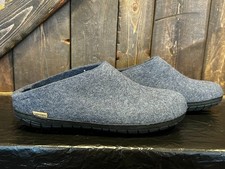 Glerups Slip On NAVY Wool Slipper With Black Rubber Bottom - EU Size 46