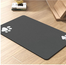 Absorbent Dog Feeding Mat Quick Dry Water Bowl Mat Dark Grey 12"x19" NEW