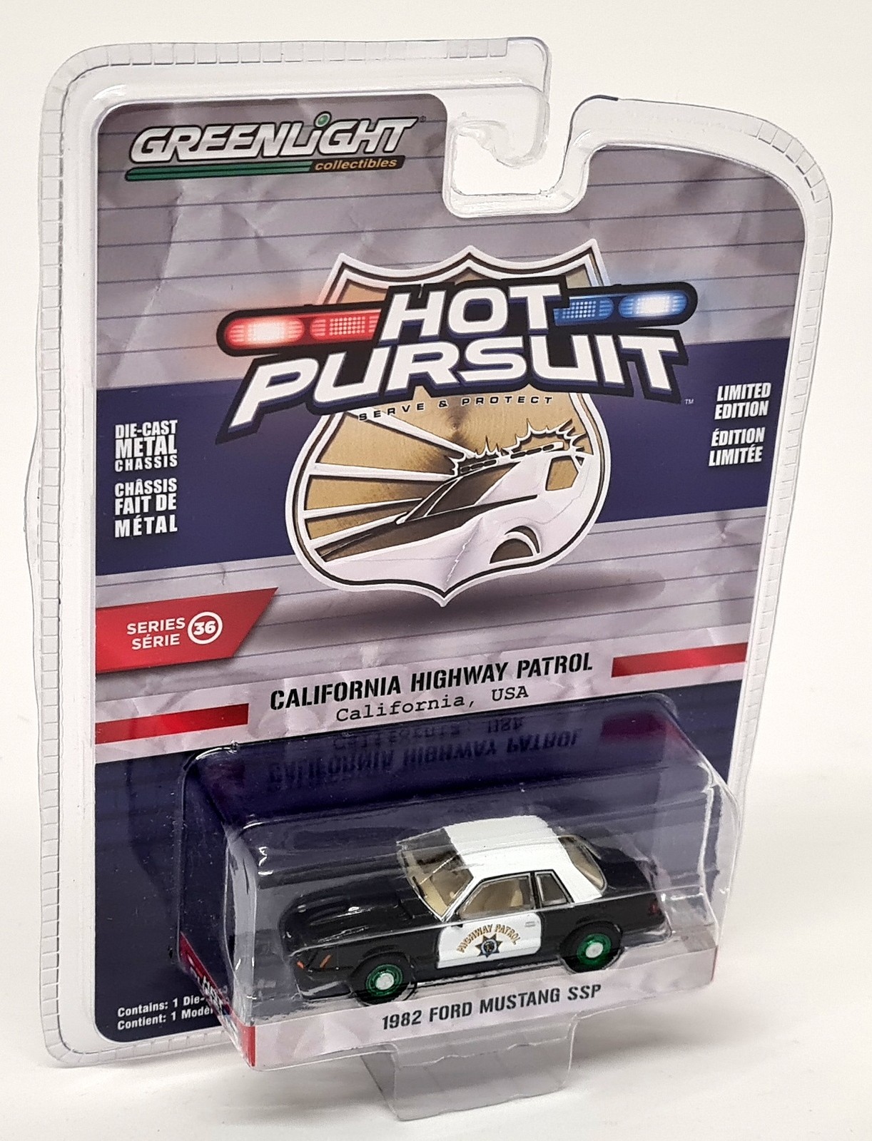 Greenlight 1/64 Ford Mustang SSP 1982 California Police CHASE Diecast Model Car
