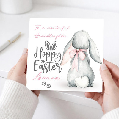 Personalisierte Osterkarte Enkelin, individuelle Frohe Ostern Karte, für Mädchen