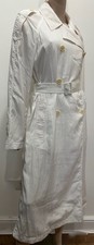 HELMUT LANG White  Double Breasted Belted Crinkled Satin Boiler Trench Coat NEW!