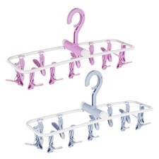 ZACI 2 Pack Clothes Drying Rack,12 Clips Laundry Drying Rack Folding Sock and Un