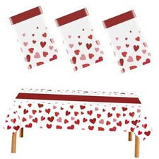  3 pièces nappe rectangulaire jetable Saint Valentin rouge amour plastique coeur rouge