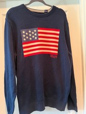 NWT CHAPS Ralph Lauren American Flag Sweater Men s XL Navy USA Cotton Knit
