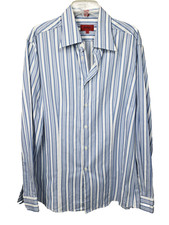 HUGO HUGO BOSS White Blue Polka Dot Stripe Button Down Shirt sz XL NEW
