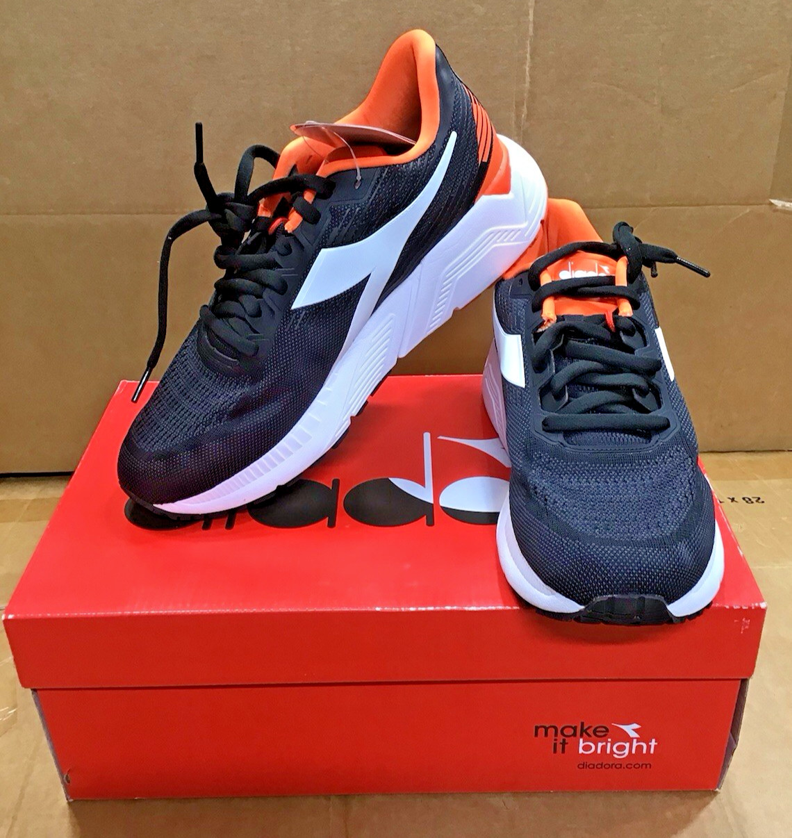 Diadora Mythos Blushield Vigore W Black White Orange Shoes Womens 178045 C9818