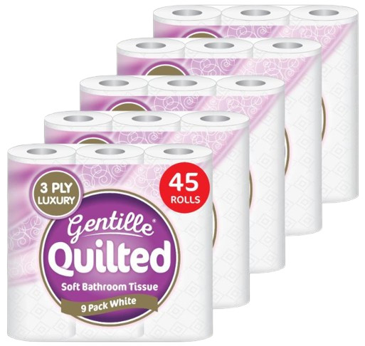 BULK BUY Gentille Toilet 3Ply White 45 rolls
