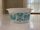 PYREX Amish Butterprint #473 1qt Casserole Dish Turquoise