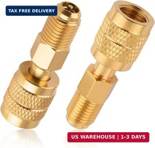 2PCS Brass R454B R32 Refrigerant Adapter,HVAC Quick Connect Fittings with 1/4" F