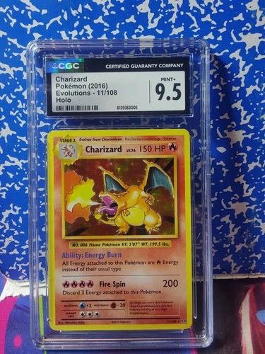 Pokemon Charizard 11/108 XY Evolutions Holo Rare 2016 CGC 9.5 MINT+