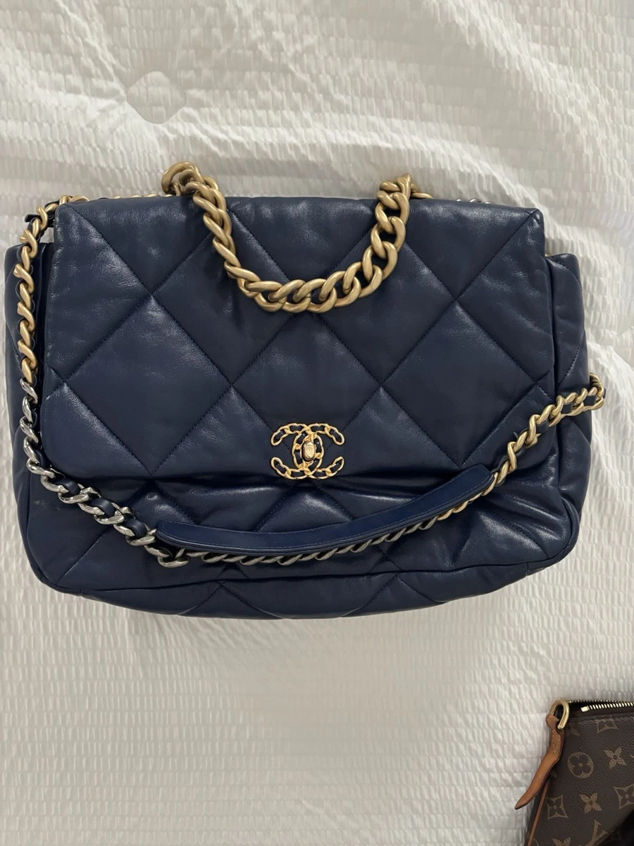 CHANEL 19 Flap Bag Maxi Blue Leather | eBay CHANEL 19 Flap Bag Maxi Blue Leather | eBay