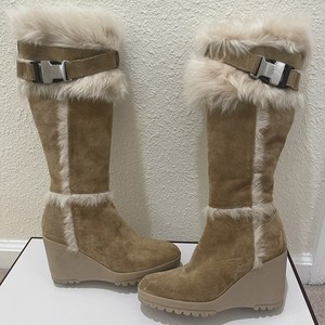 Vintage Y2K Coach Sharma Suede Shearling Boots With Fur