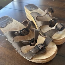 Swedish Clogs Troentorp Open Toe Daisy Brown Nubuck Size US Womens 8.5/ EU 39