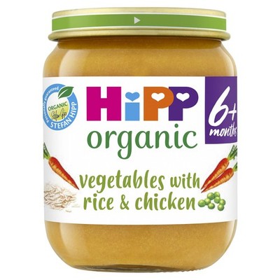 HiPP Organic Vegetables with Rice & Chicken Baby Food Jar 6+ Months 125g (P