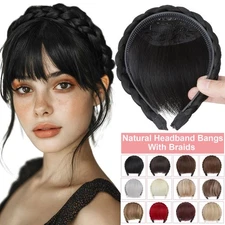 Braided Headband With Bangs Hair Extensions Thick Neat Bangs Hairpiece Christmas