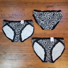  3 Auden Womens Medium 8-10 Cotton Bikini Underwear Target M Black White Lace