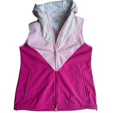 G/FORE Pink Chevron Colorblock Hooded Golf Vest Full Zip Women's Size L