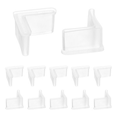 12Pcs 1.57'' x 1.57'' Angle Iron Foot Pad L Shaped Plastic Leg Cap Protector Clear