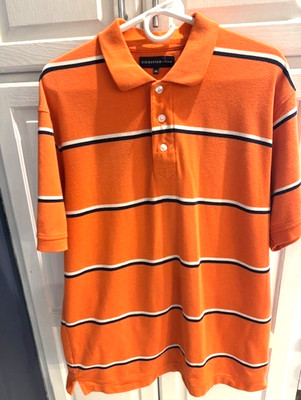 Siegfried Polo Shirt Size L Orange Striped Men's Performance Dry Golf -Free Ship