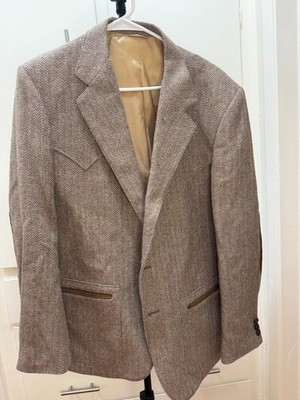 Vintage Kenny Rogers Western Collection Circle S Blazer Tweed Herringbone 44R